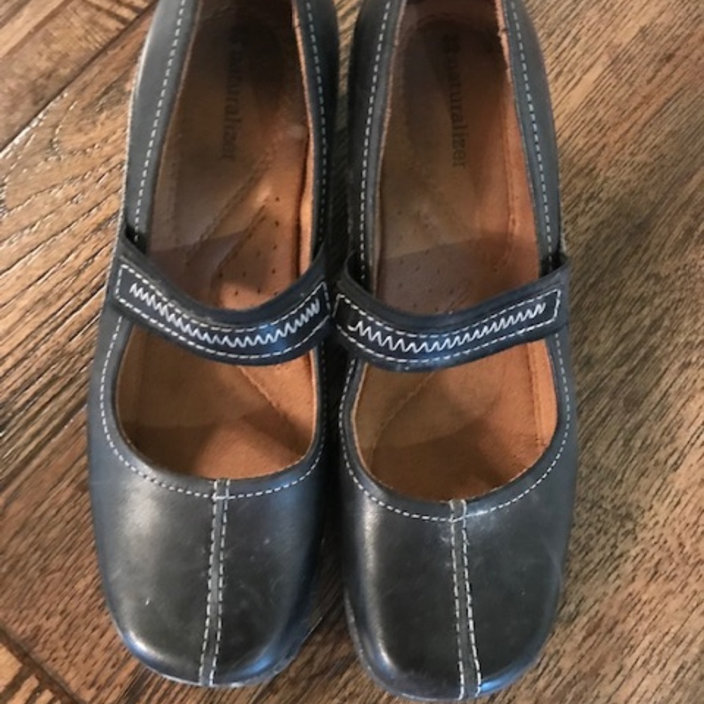 Black Leather Mary Janes